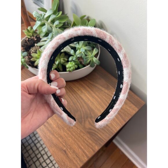 NEW Lele Sadoughi Leopard Knit Alice Gold-Tone Charm Headband Pink Leopard - Picture 2 of 7